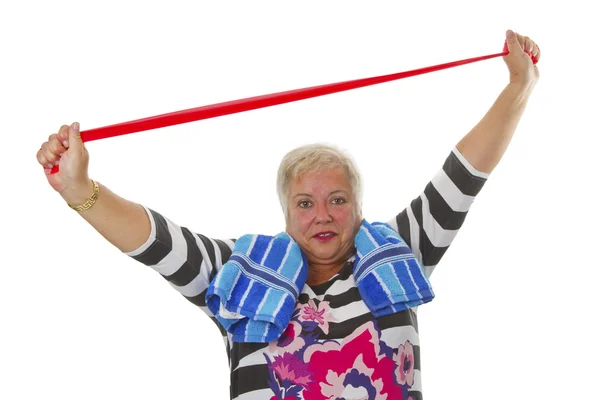 Kvinnliga senior kvinna övningar — Stockfoto