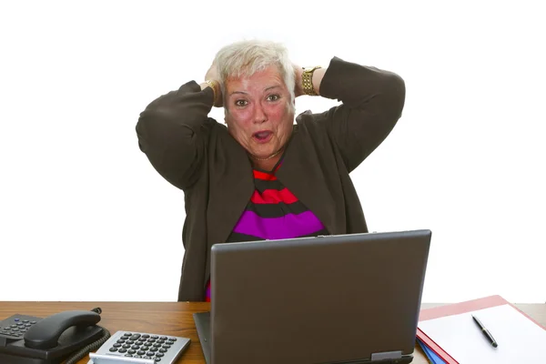 Female senior with laptop — Stockfoto