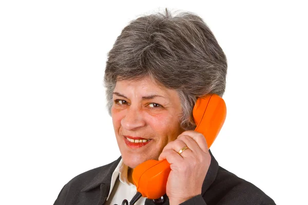 Kvinnliga senior på telefon — Stockfoto