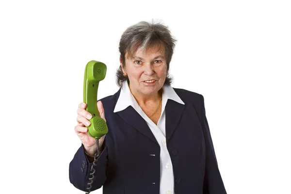 Vrouwelijke senior baas op telefoon — Stockfoto