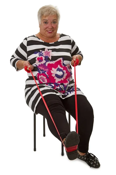 Samice starší žena cvičení — Stock fotografie