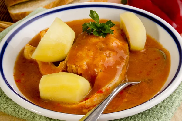 Ungarische Fischsuppe mit Kartoffeln — Stockfoto
