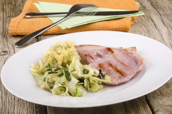 stock image Grilled bacon with cabbage