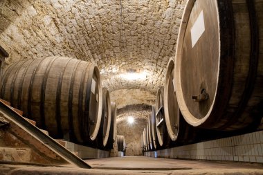 Barrels In A Wine-cellar. clipart