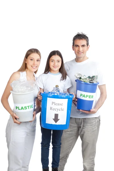 Family Holding Recycle Bin — Stock Photo, Image