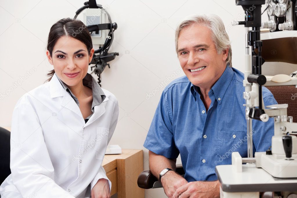 Smiling Optometrist With Her Patient