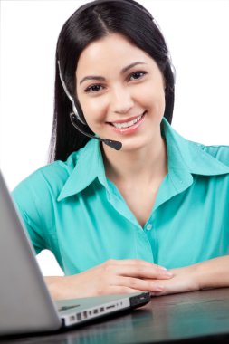 Businesswoman Wearing a Headset clipart