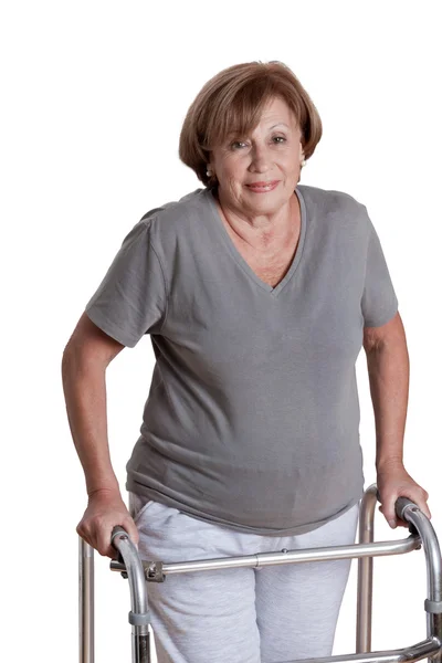Mature Woman with Zimmerframe — Stock Photo, Image