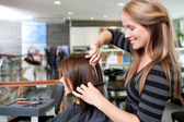 Hairdresser Cutting Clients Hair