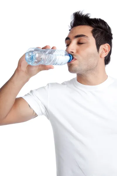 Hombre beber agua de la botella —  Fotos de Stock