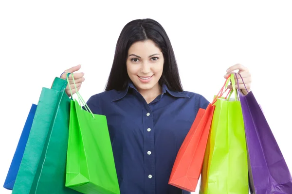 Happy Woman Holding Shopping Bags — Stock Photo, Image