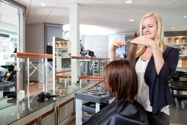 美发师切割客户的头发 — 图库照片