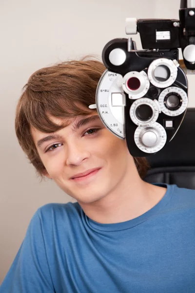 Male Patient Having Eyes Test Stock Photo