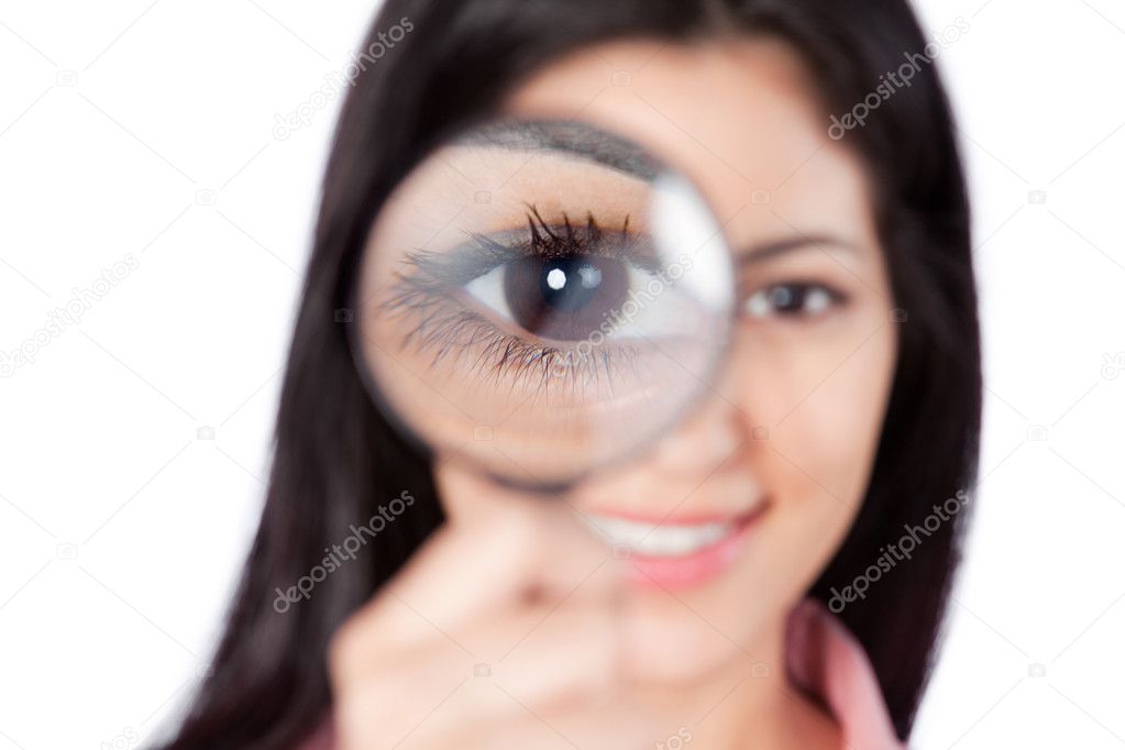 Woman Holding Magnifying Glass