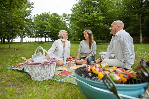 Friencds Barbekü piknik — Stok fotoğraf