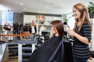 Hair Dresser with Customer in Beauty Salon clipart