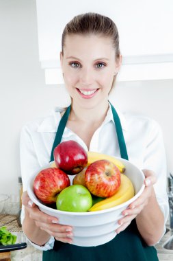 Pretty Woman with Fruit clipart