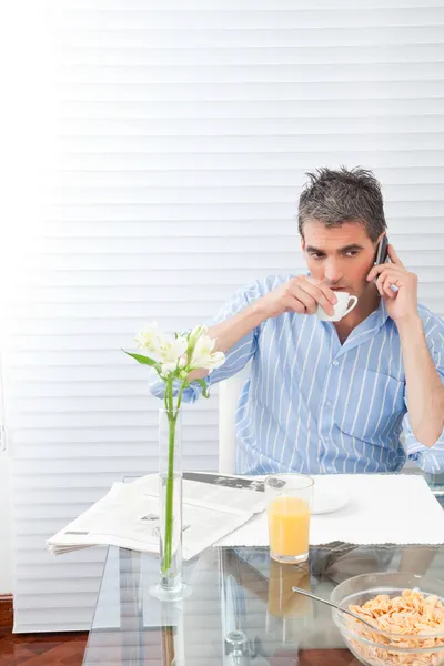 Mature Man Having Breakfast — Stock Photo, Image