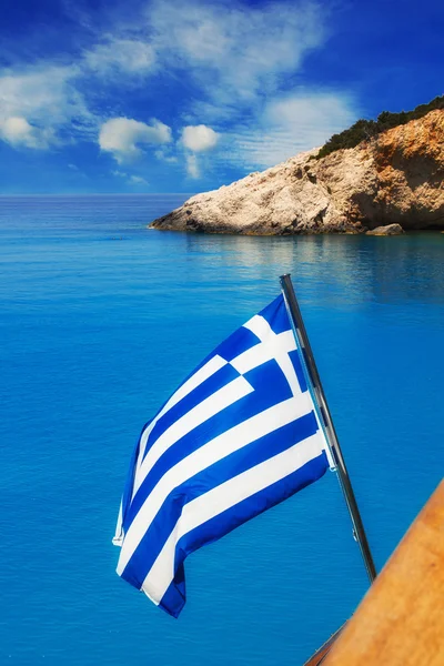 stock image Greek flag on a cruise ship