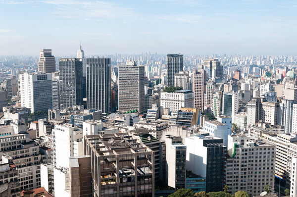 Aerial view of buildings close to the Anhangabaú valley in the city of sao paulo.