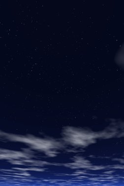 Clouds in the night starry sky clipart