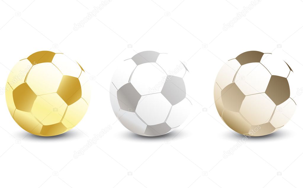 Golden, Silver and Bronze Soccer Balls