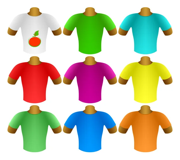 Πολύχρωμα t-shirts σε ένα σύνολο — Διανυσματικό Αρχείο