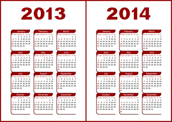 Kalender 2013,2014 — Stock vektor