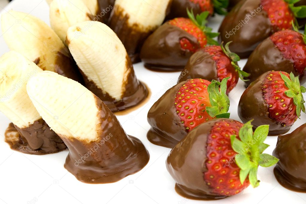 Strawberries bananas and chocolate