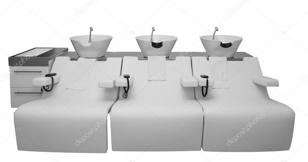 Beauty salon sinks and couches — Stock Photo © lemonpink 11609924