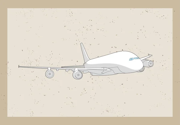 Vliegtuig op grijs — Stockvector