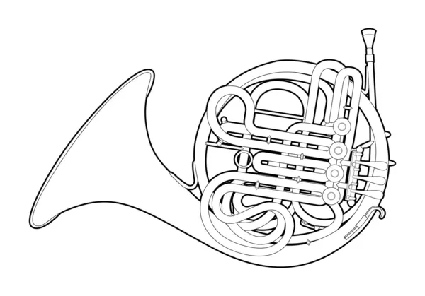 Outline French horn — Stock Vector