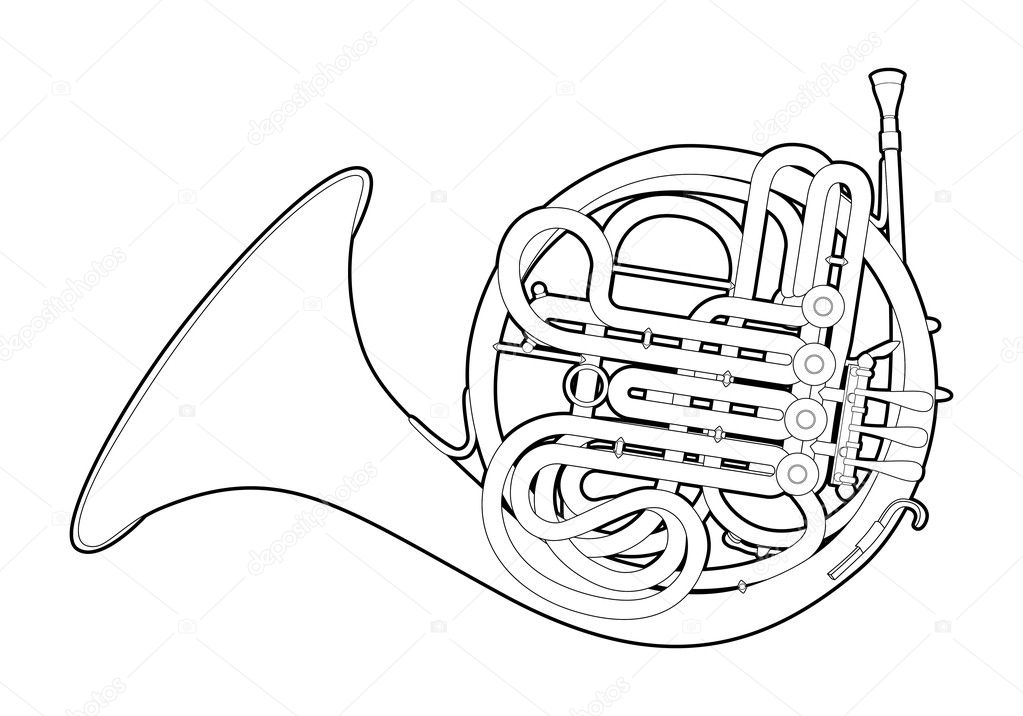 Outline French horn — Stock Vector © Chisnikov #10815697