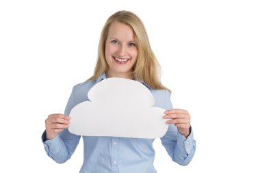 Female holding a cloud clipart