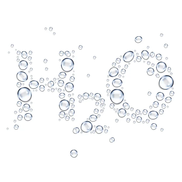 Gotas de água em forma de H2O - vetor — Vetor de Stock