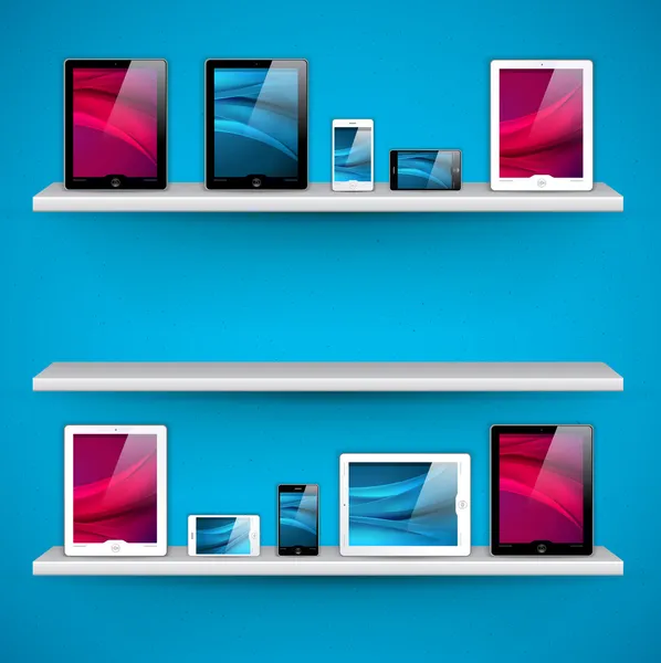 Shelves with devices — Stock Vector