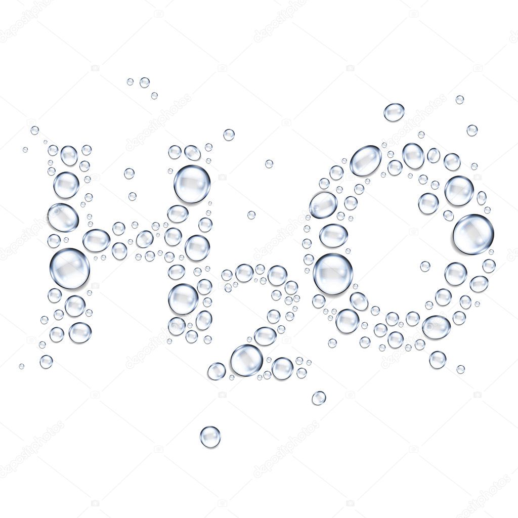 Water drops H2O shaped - vector