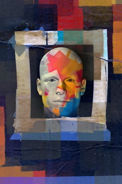 Renkli erkek portre grunge çerçeve — Stok fotoğraf