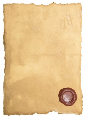 Old paper with wax seal close up clipart