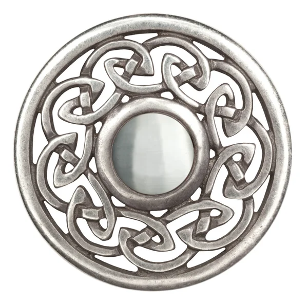 Silver celtic brooc — Stock Photo, Image