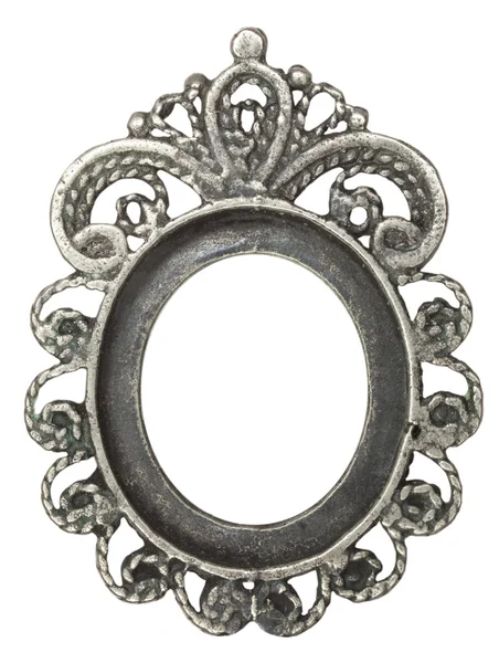 Old oval frame with silver leafs — Stock Photo, Image