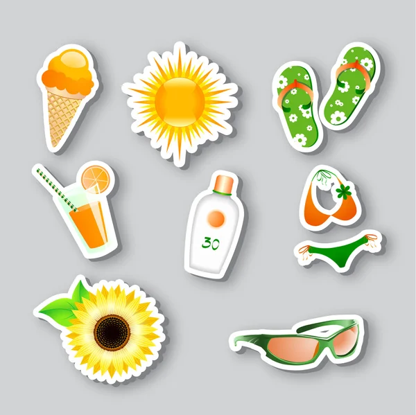 stock vector Icons on the summer theme