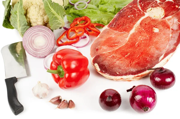 Carne e ingredientes vegetais — Fotografia de Stock