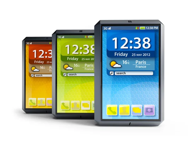Set van touchscreen smartphones — Stockfoto