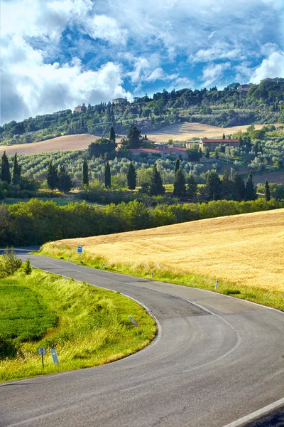 Typisch landschap in val d'orcia (Toscane, Italië) tijdens de zomer. ro — Stockfoto