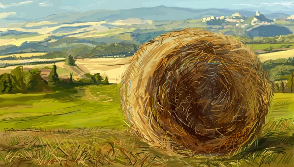 Country landscape. Typical tuscan hills in Italy. Hand drawn ill — Stock Photo, Image