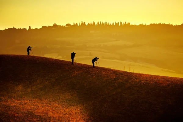 Fotógrafos y paisaje en Toscana — Foto de Stock