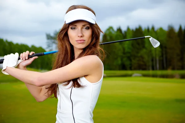Žena a golf — Stock fotografie