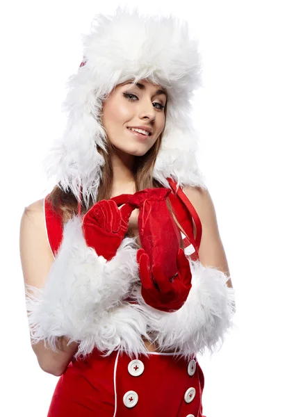 Pin-up sexy Mädchen in Weihnachtsmann-Klamotten — Stockfoto