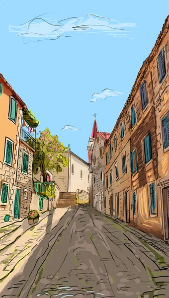 Κροατία πόλη δρόμου - εικονογράφηση — Φωτογραφία Αρχείου